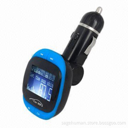 Car FM Transmitter with RDS and Car Charger Functions, Supports USB, SD Card, Aux-in
